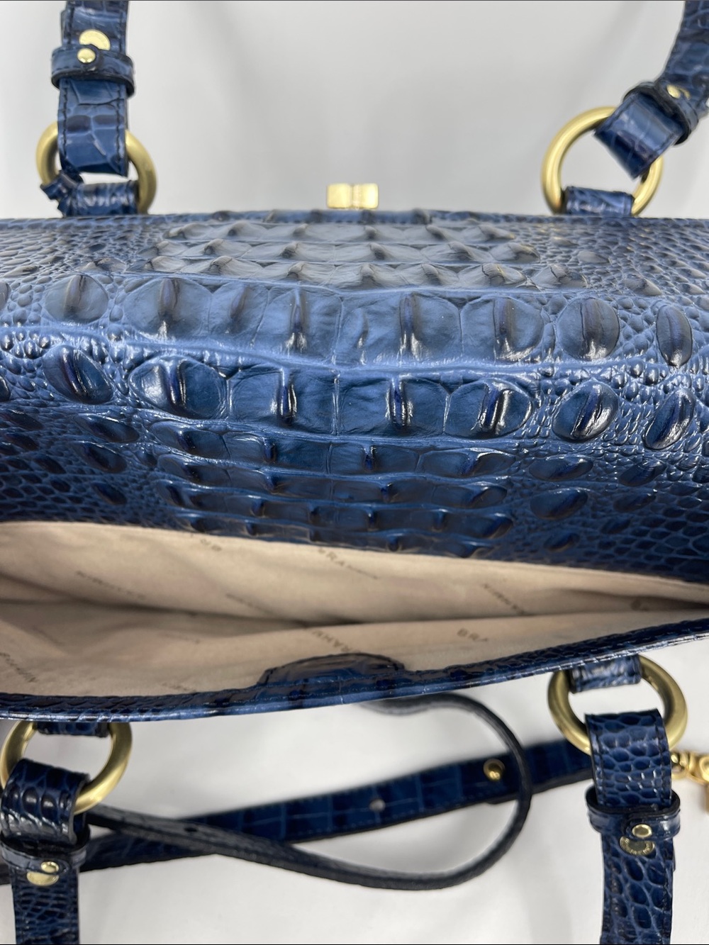 BRAHMIN Blue Croc-Embossed Tote Bag - Designer Style LIKE NEW - Picture 8 of 14